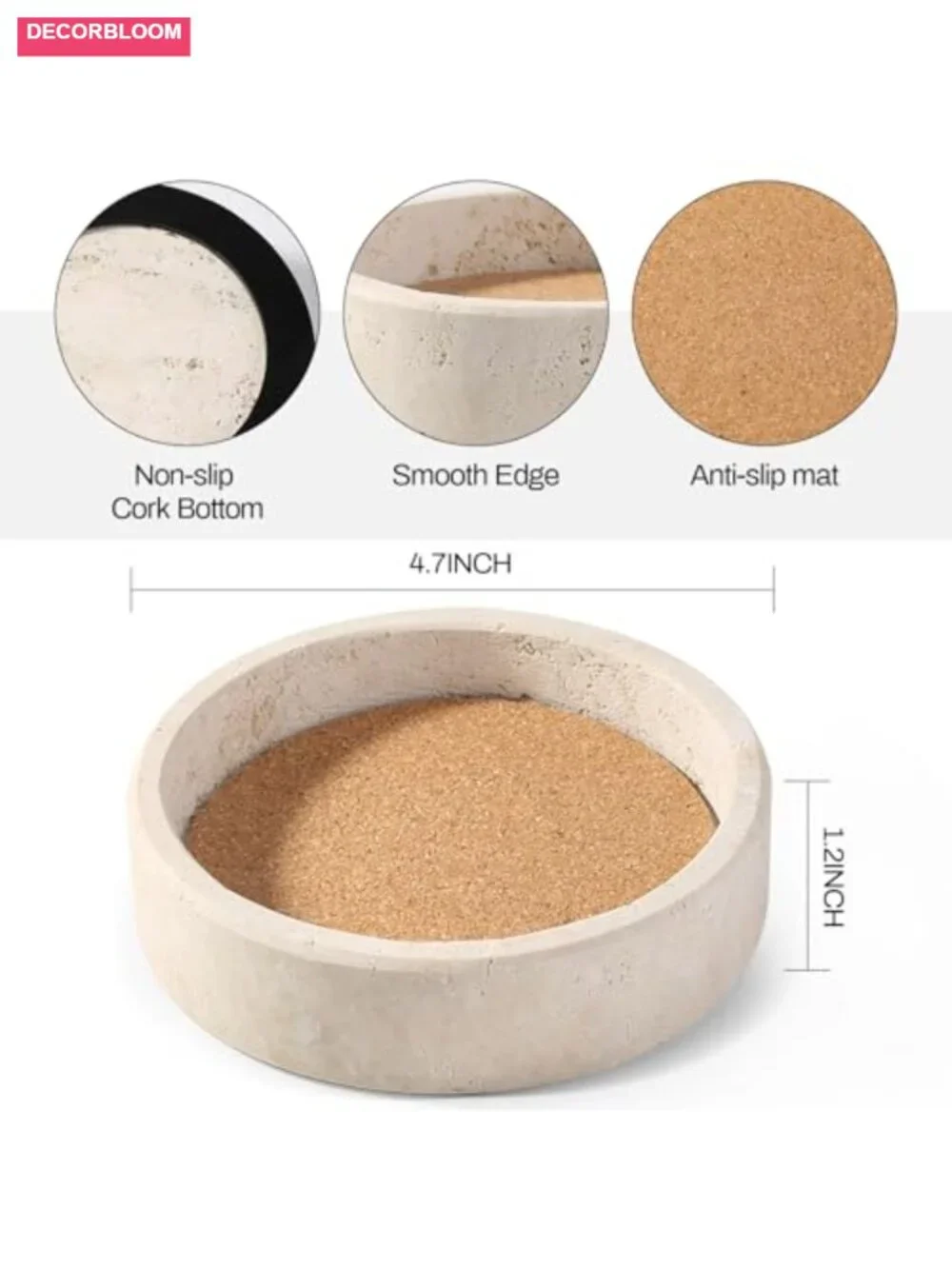 Natural Marble Wine Bottle Coaster with Absorbent Cork, Non-Slip
